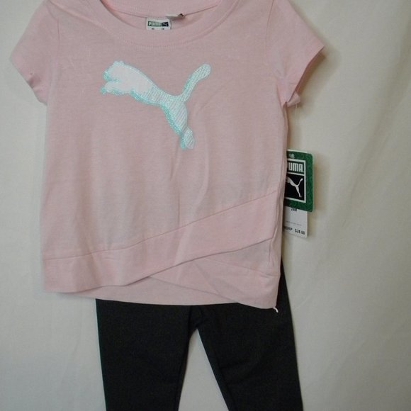 Puma Cute Infant 2 Piece Outfit Pink and Gray Set Athletic Girl 24 months - Picture 2 of 4